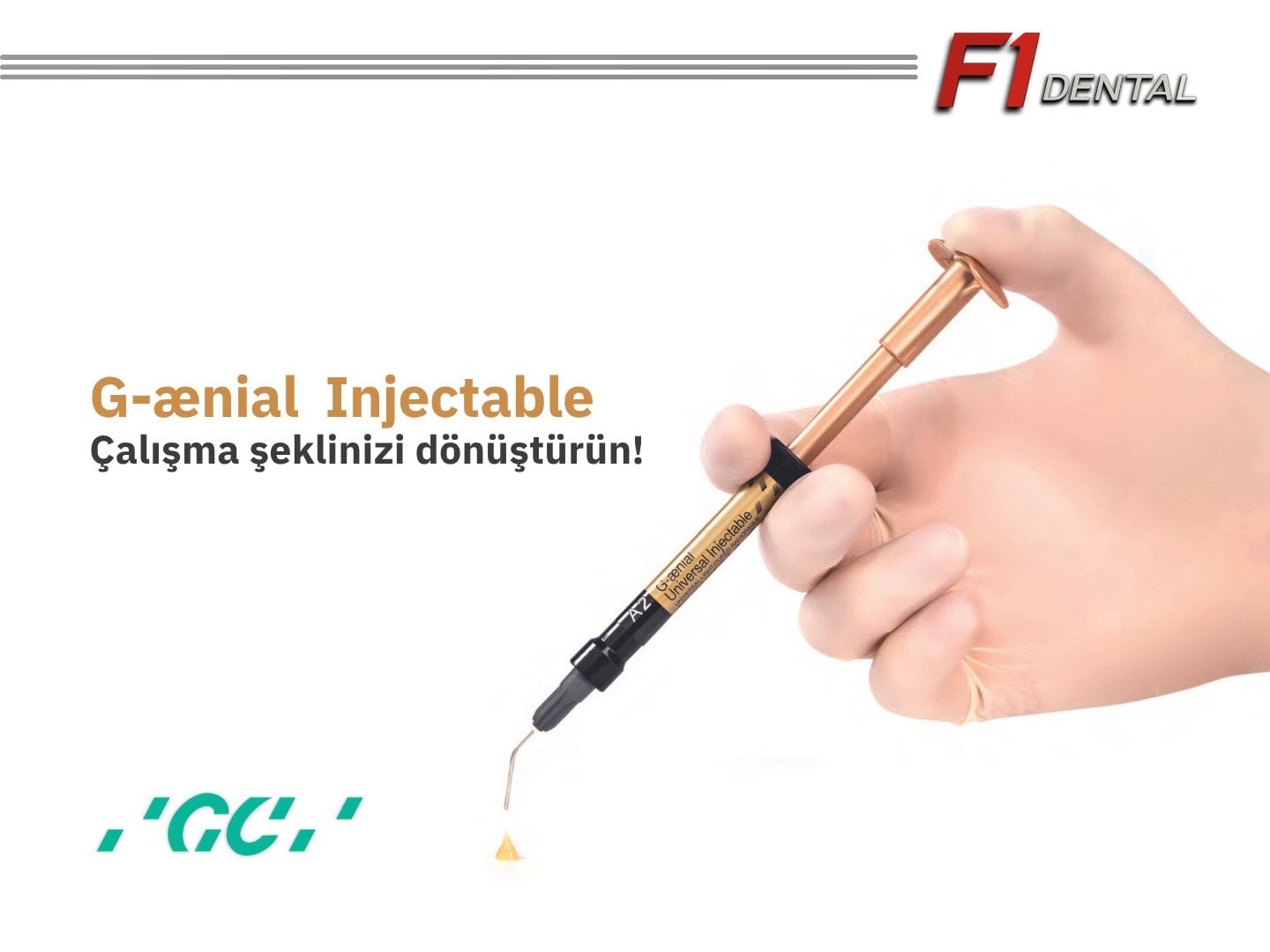 GC G-aenial injectable dental kompozit şırınga formunda uygulama