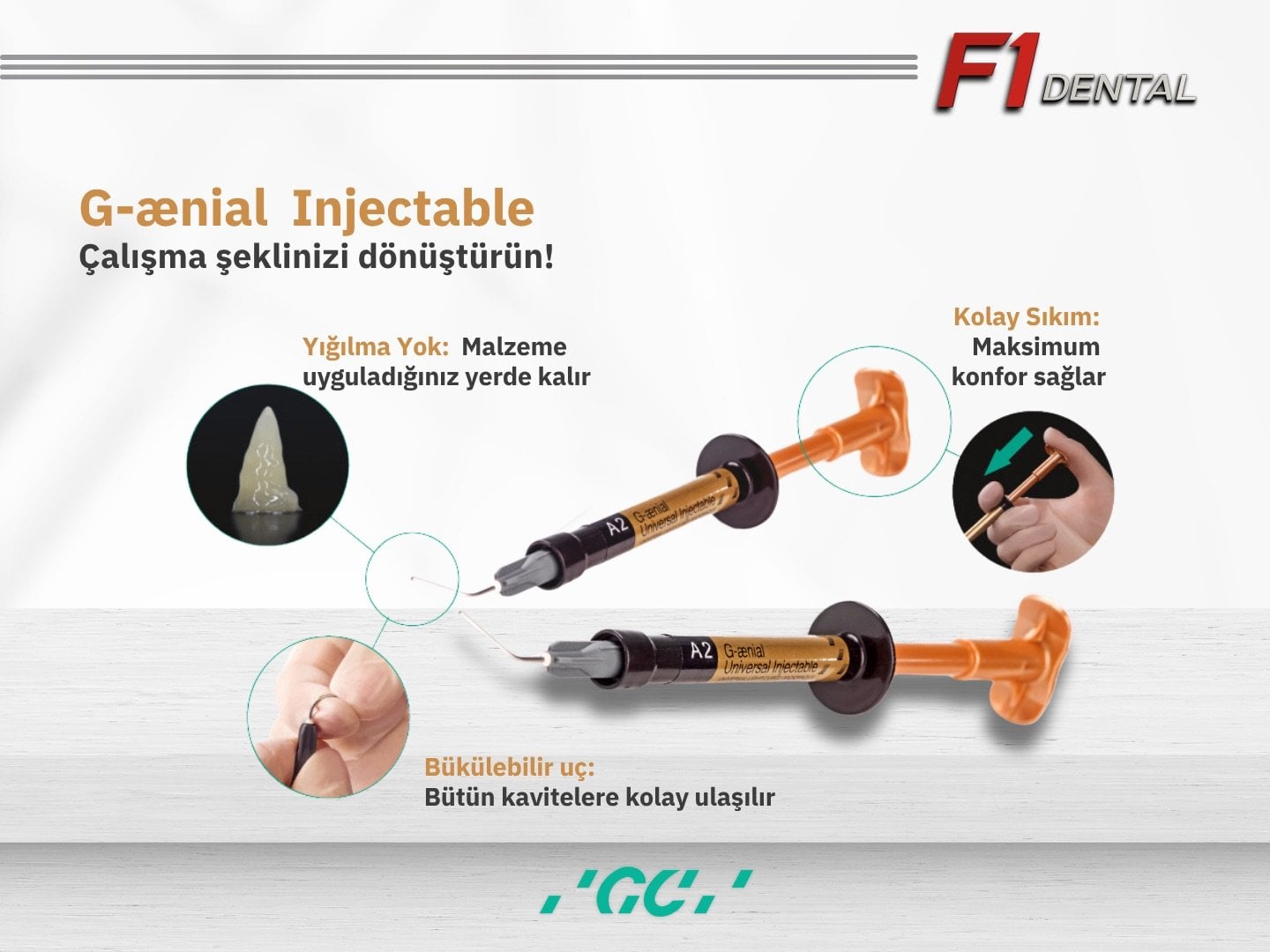 GC G-aenial Universal Injectable injectable kompozit dolgu uygulaması
