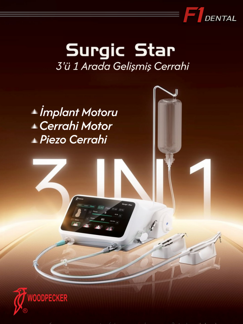 Woodpecker Surgic Star 3'ü 1 Arada Cerrahi Motor ve Piezocerrahi Sistemi: Klinik Cerrahi İş Akışında Yeni Dönem