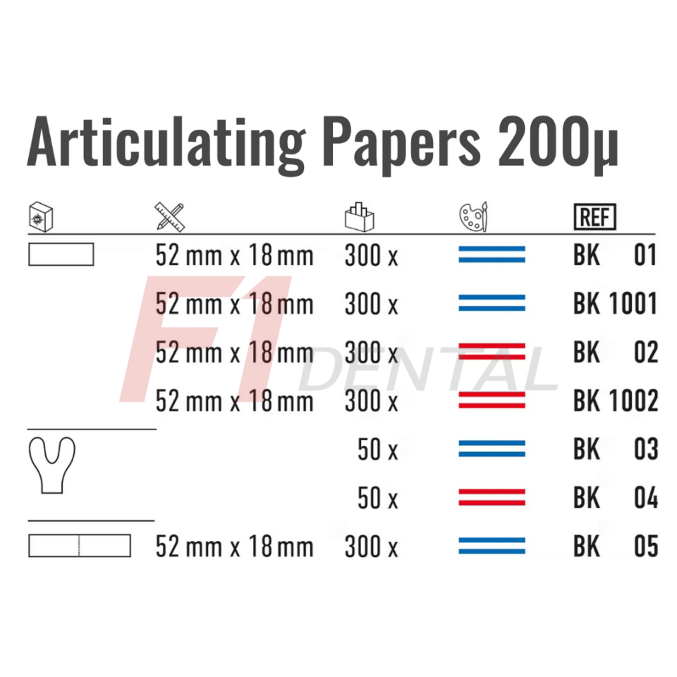 Bausch 200 Mikron Artikülasyon Kağıdı (Kırmızı-Nal Form)