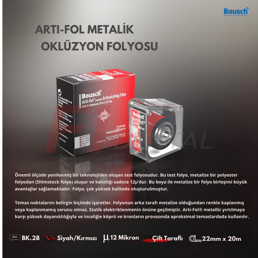 Bausch 12 Mikron Oklüzyon Folyosu (Siyah/Kırmızı Metalik Çift Taraflı)
