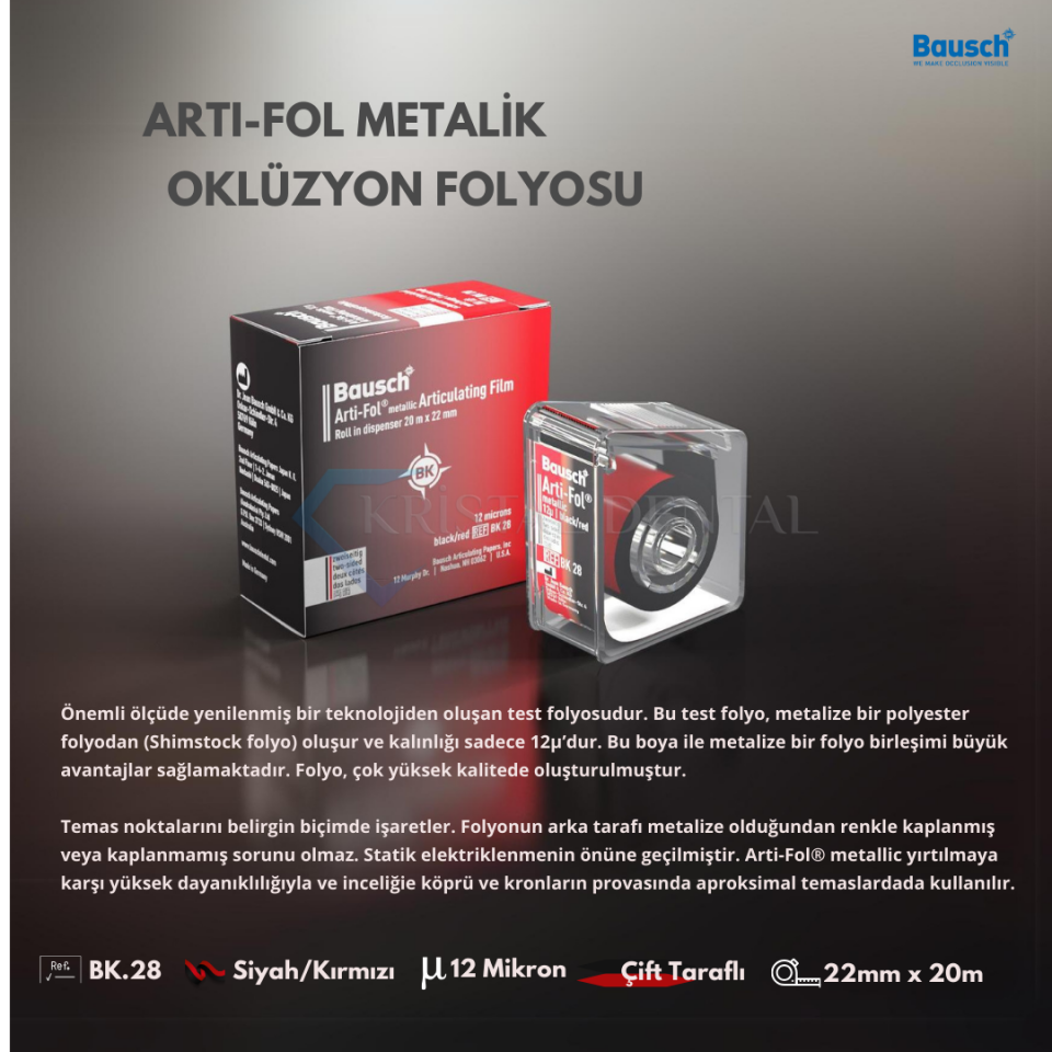 Bausch 12 Mikron Oklüzyon Folyosu (Siyah/Kırmızı Metalik Çift Taraflı)