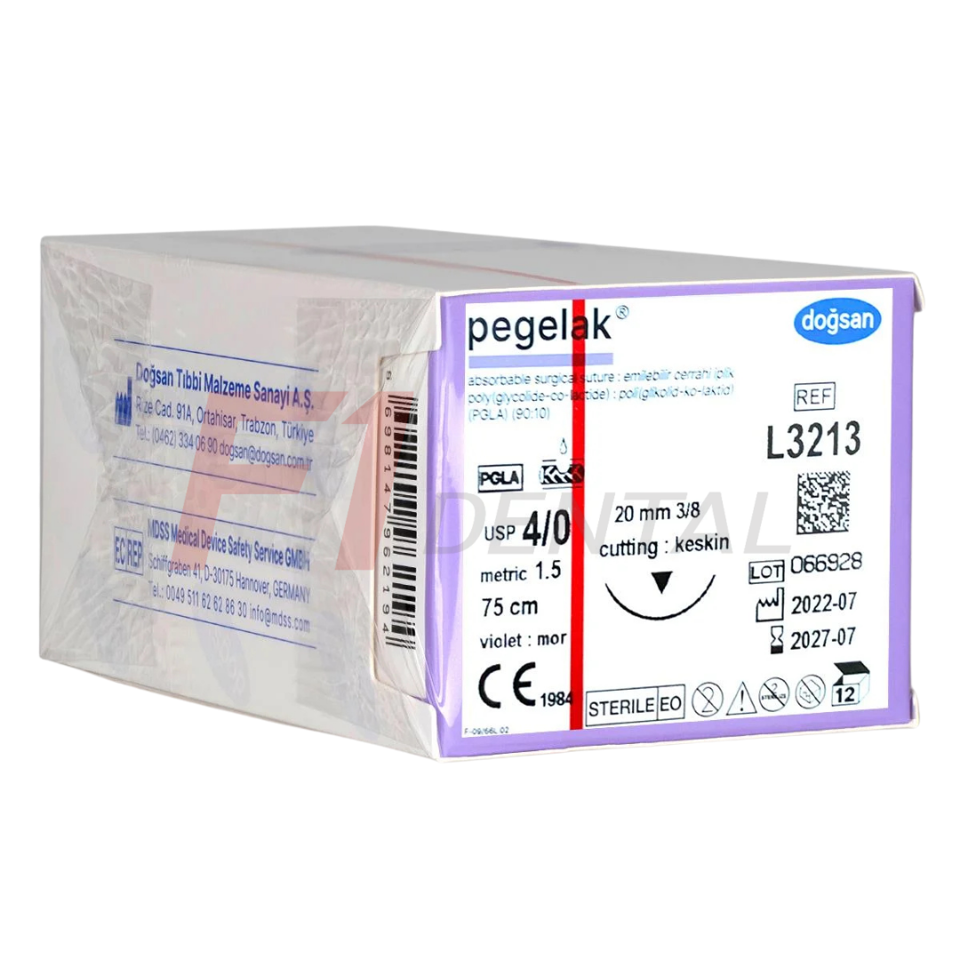 Doğsan Pegalak Emilebilir Sütur 4/0 20mm 3/8 Aşağı Keskin 75 cm