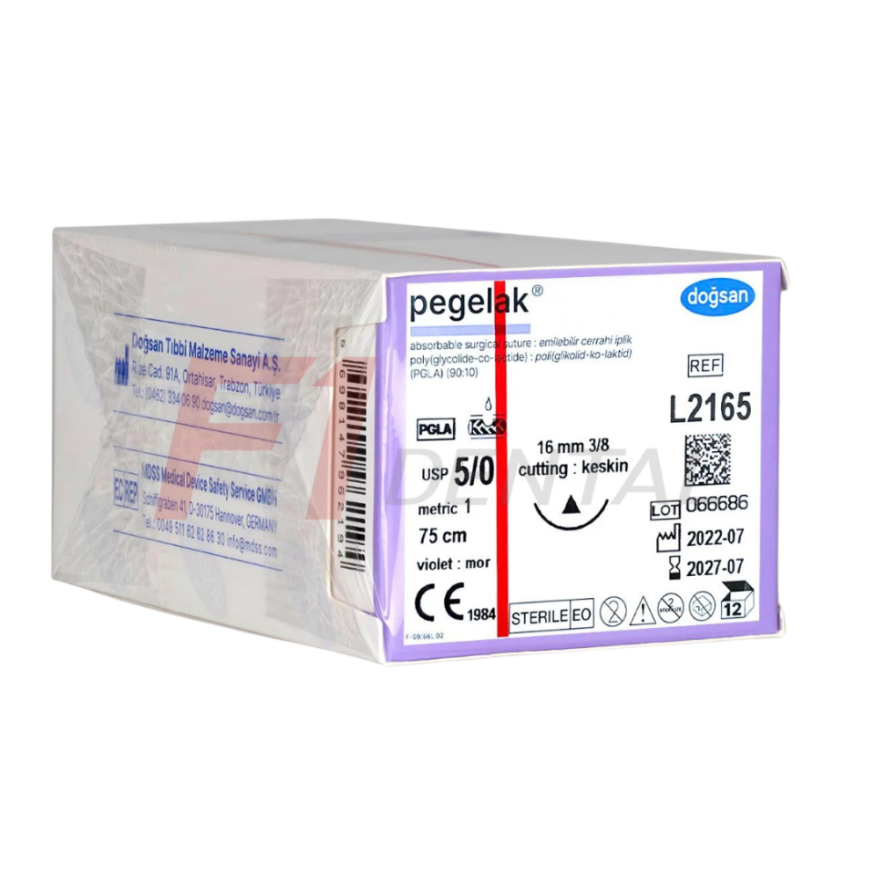 Doğsan Pegalak Emilebilir Sütur 5/0 16mm 3/8 Aşağı Keskin 75 cm