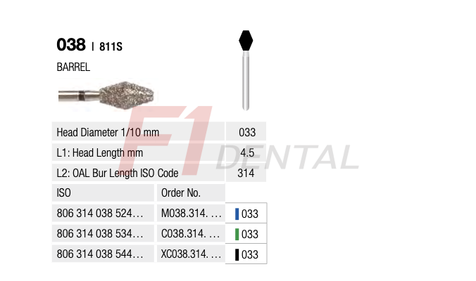 Rotatec Swiss Elmas Frez Barrel - 038/811S