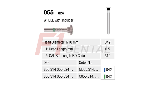 Rotatec Swiss Elmas Frez Wheel With Shoulder - 055/824