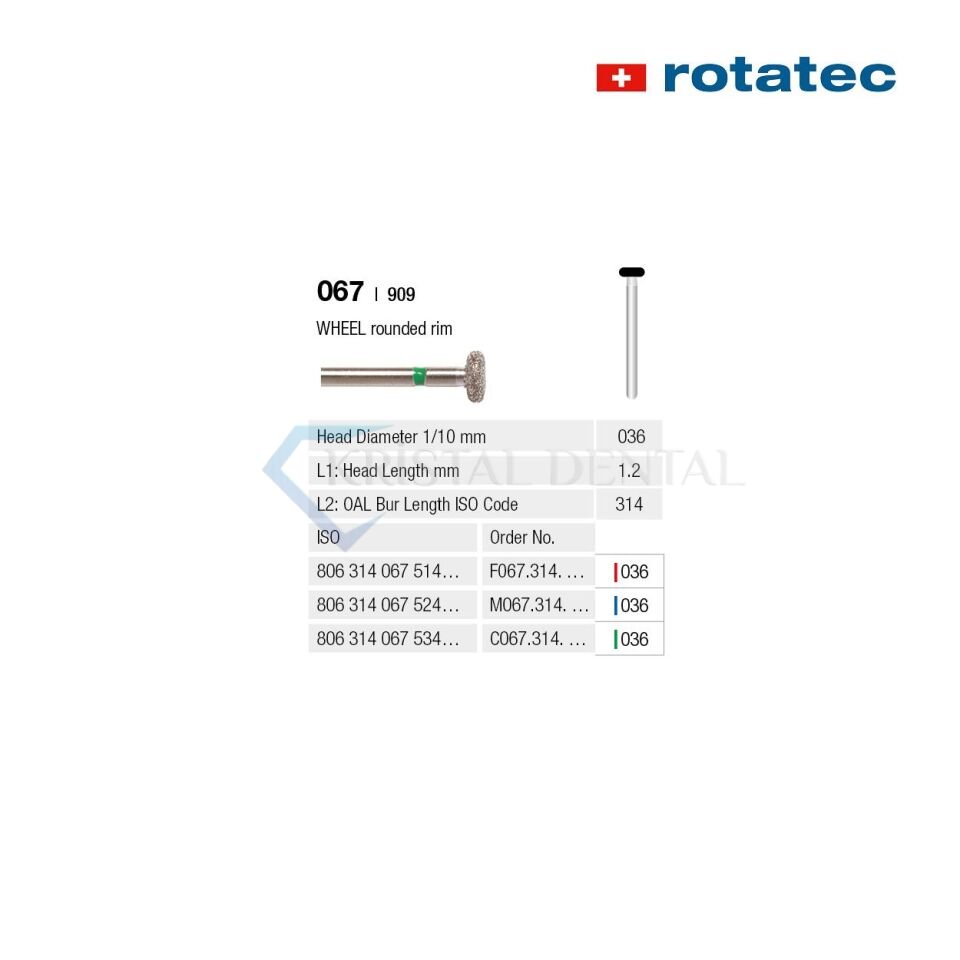 Rotatec Swiss Elmas Frez Wheel Rond - 067/909