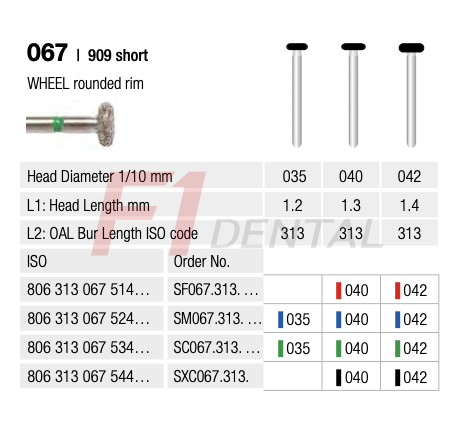 Rotatec Swiss Elmas Frez Wheel Rond - 067/909