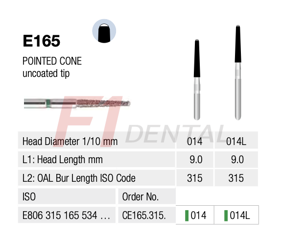 Rotatec Swiss Elmas Frez Sivri Konik - 165L/858L
