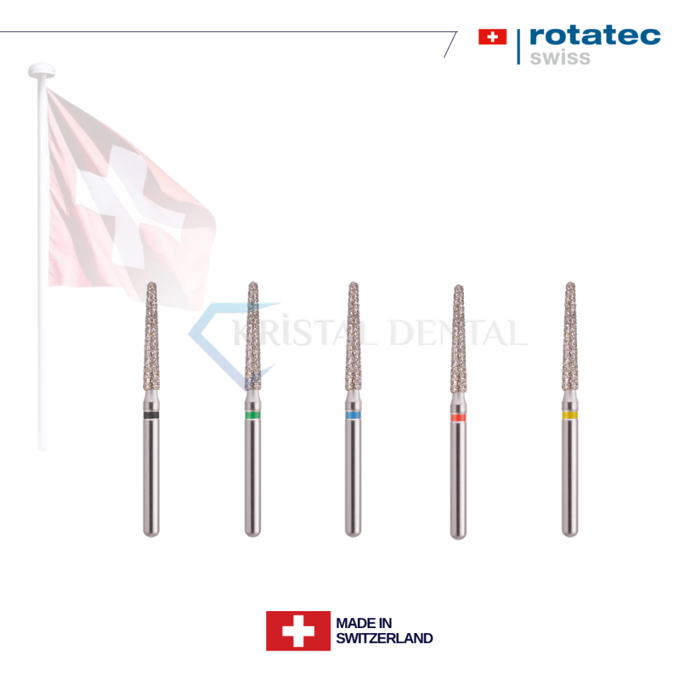 Rotatec Swiss Elmas Frez Yuvarlak Uçlu Konik - 199/850