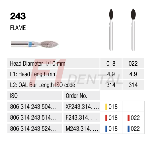 Rotatec Swiss Elmas Frez Alev Uç - 243