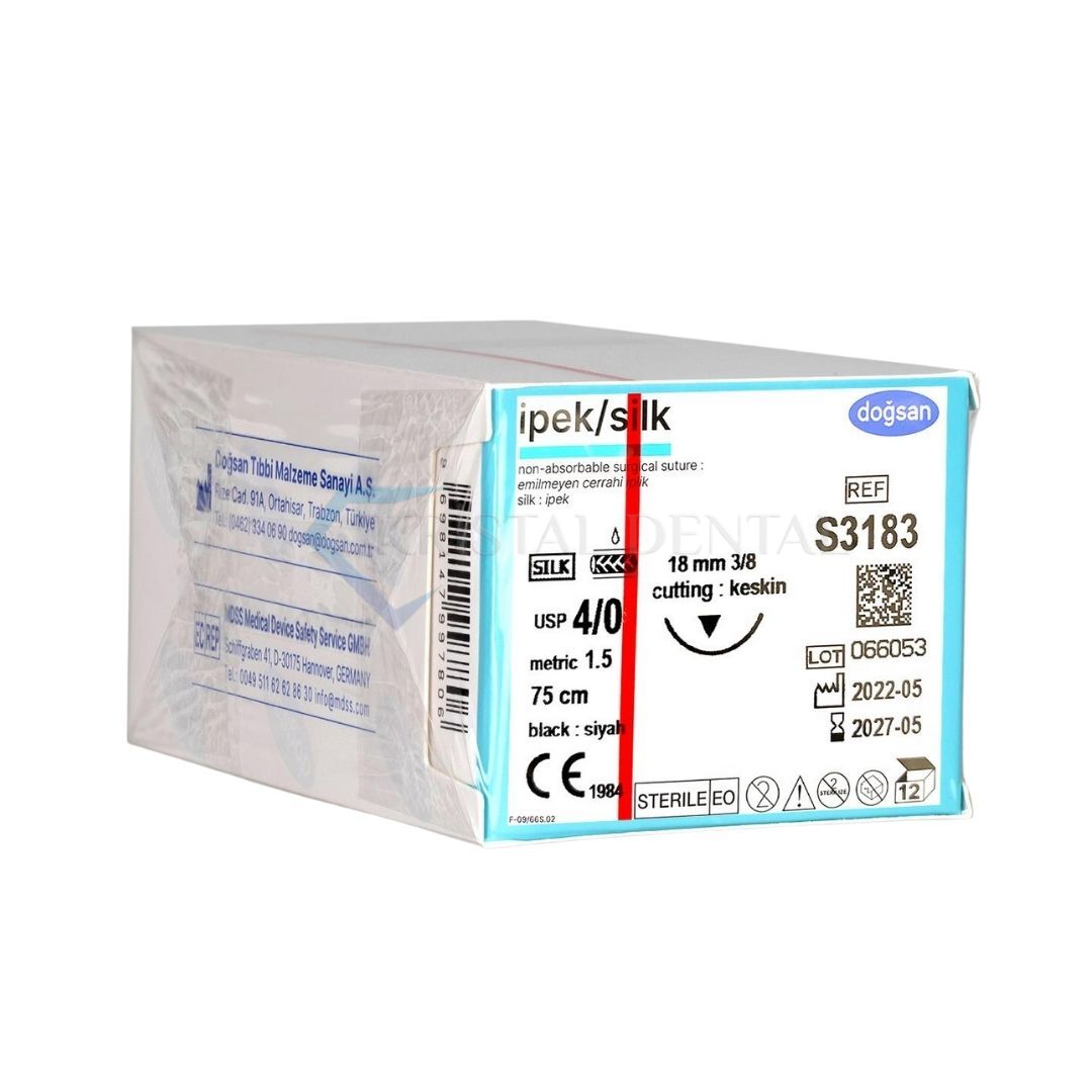 Doğsan İpek/Silk Emilemeyen Sütur 4/0 18mm 3/8 Aşağı Keskin 75 cm
