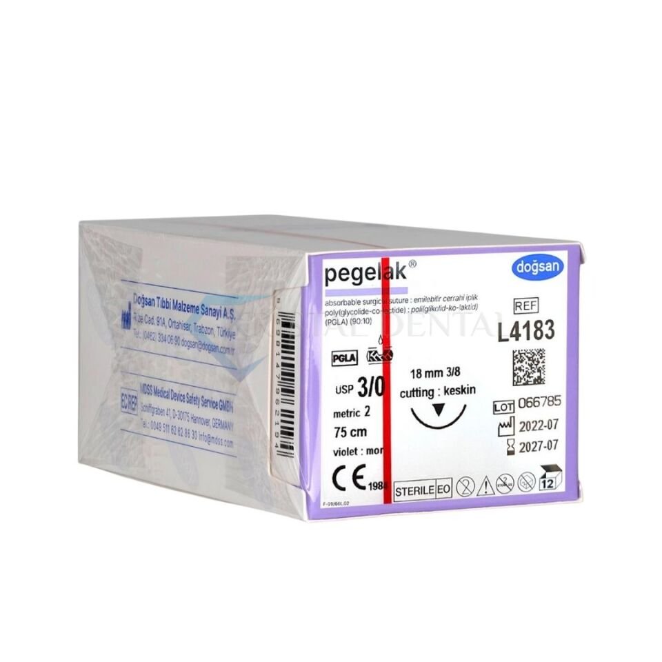 Doğsan Pegalak Emilebilir Sütur 3/0 18mm 3/8 Aşağı Keskin 75 cm