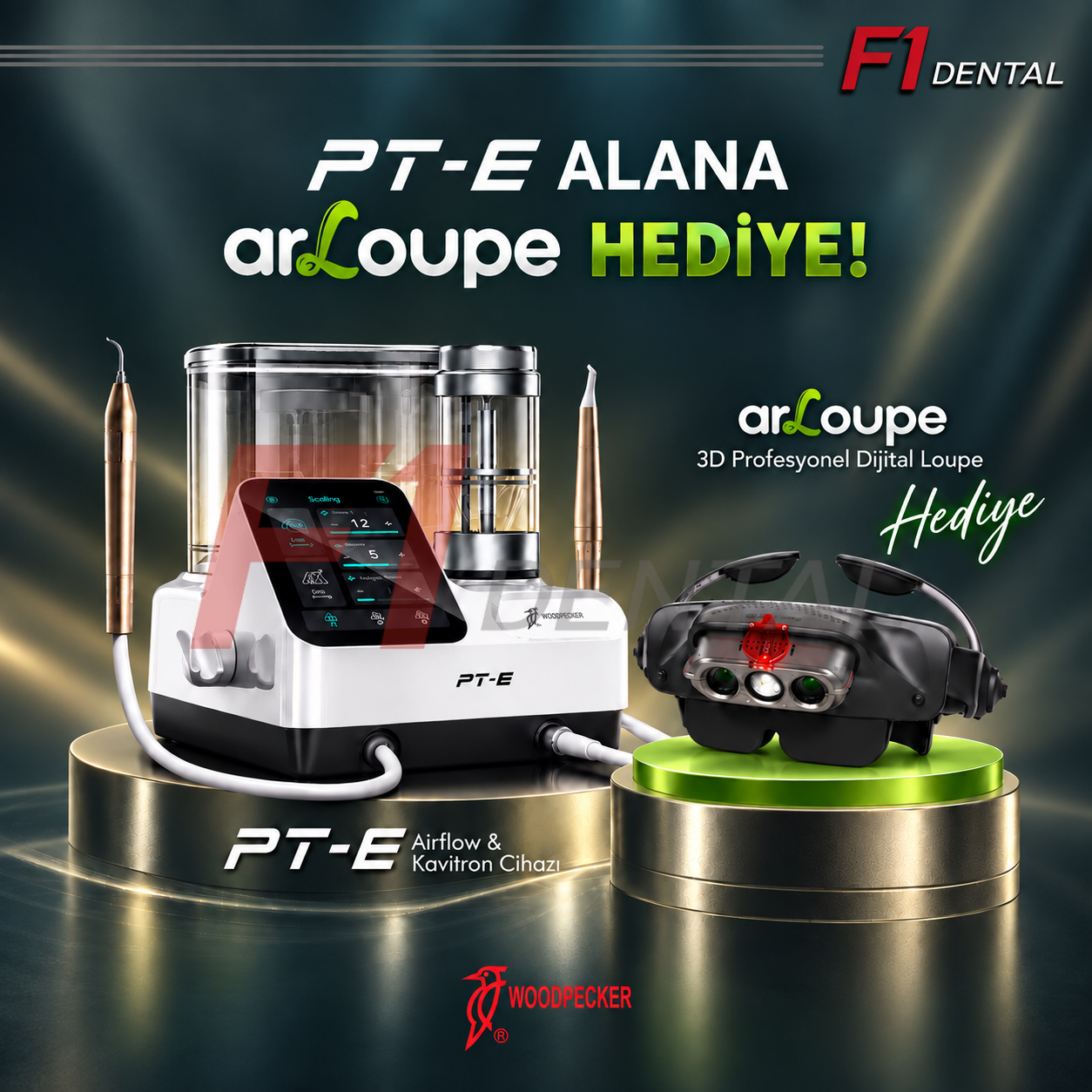 Woodpecker PT-E AirFlow Cihazı ALANA arLoupe 3D Digital Profesyonel Loupe HEDİYE
