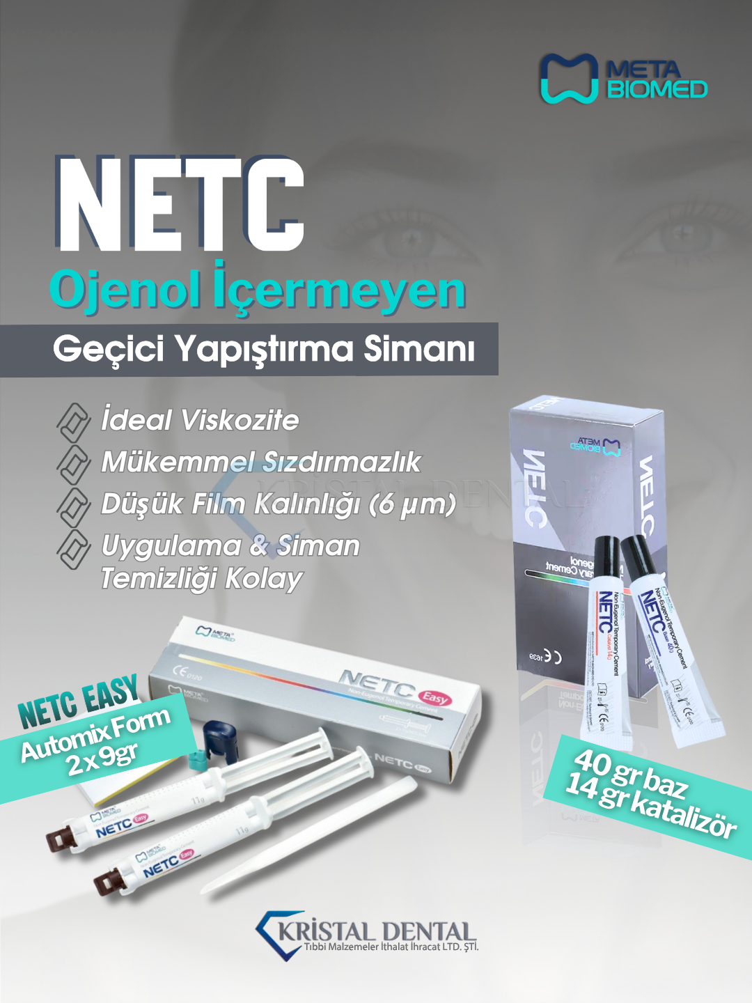Meta Biomed Ojenol İçermeyen Netc Geçici Yapıştırma Simanı