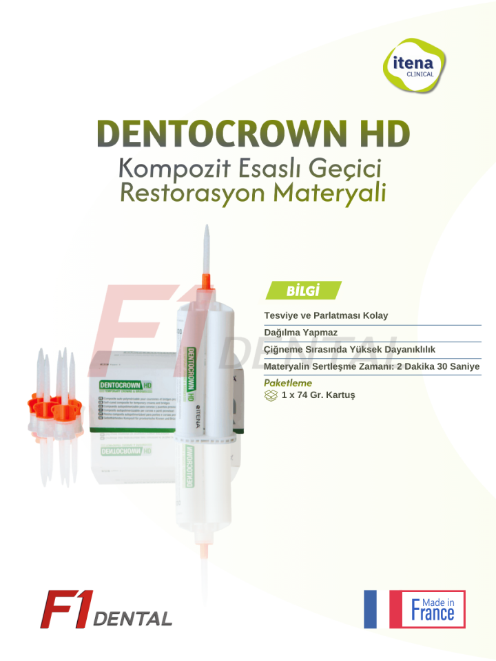 İtena Dentocrown HD Geçici Restorasyon Materyali SKT: 2026.02