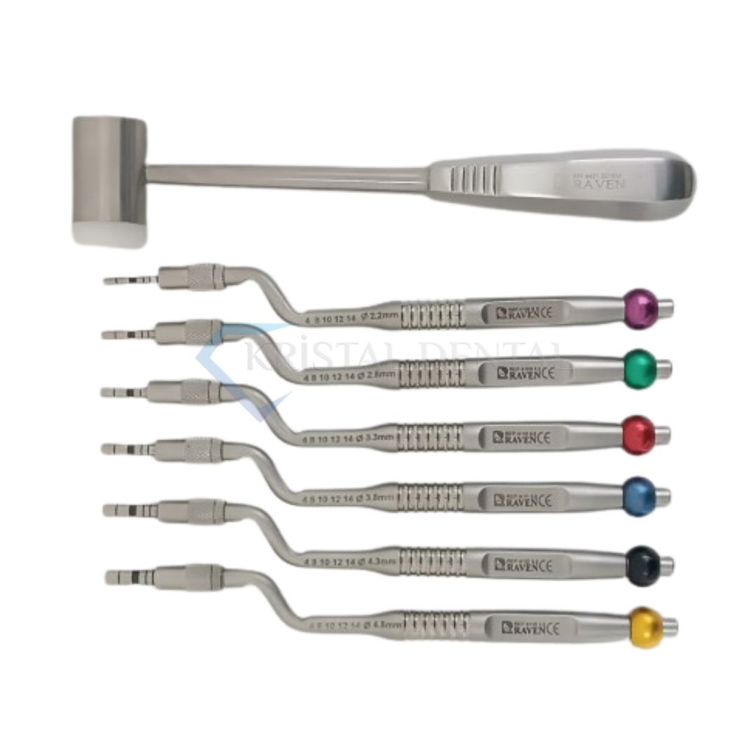 İç Bükey Osteotom Set +Çekiç 7 pcs