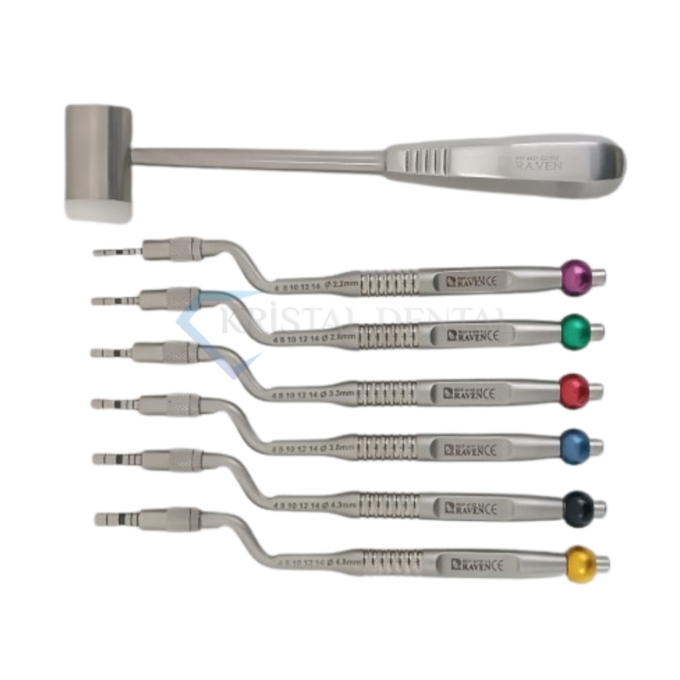İç Bükey Osteotom Set +Çekiç 7 pcs