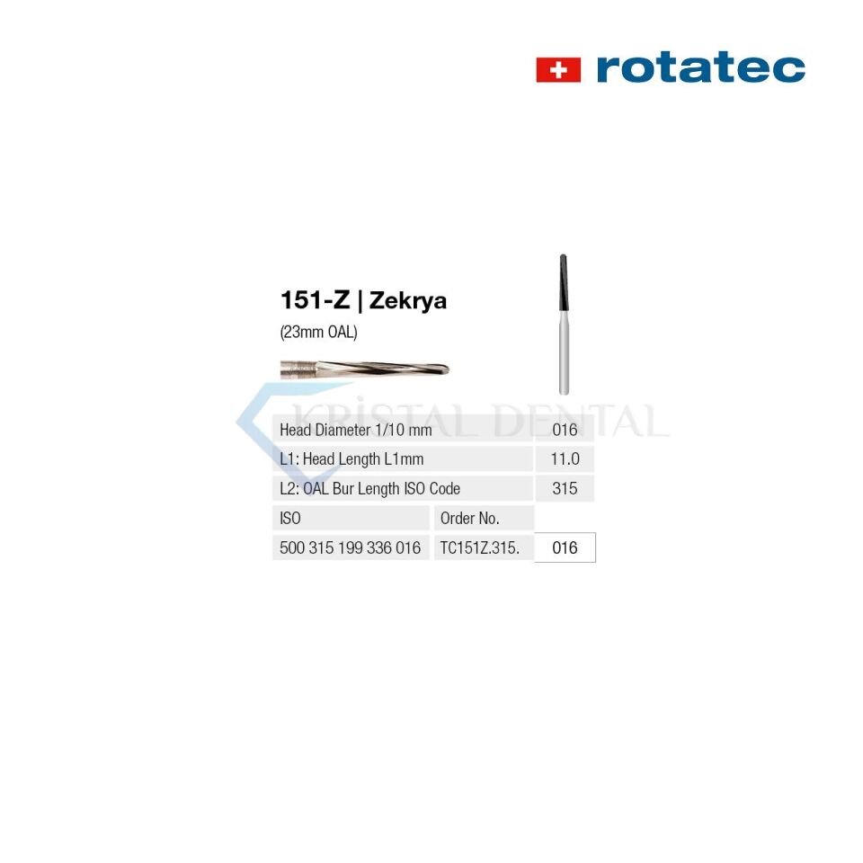 Rotatec Swiss Zekrya Cerrahi Endo Frez 016 mm - Standart
