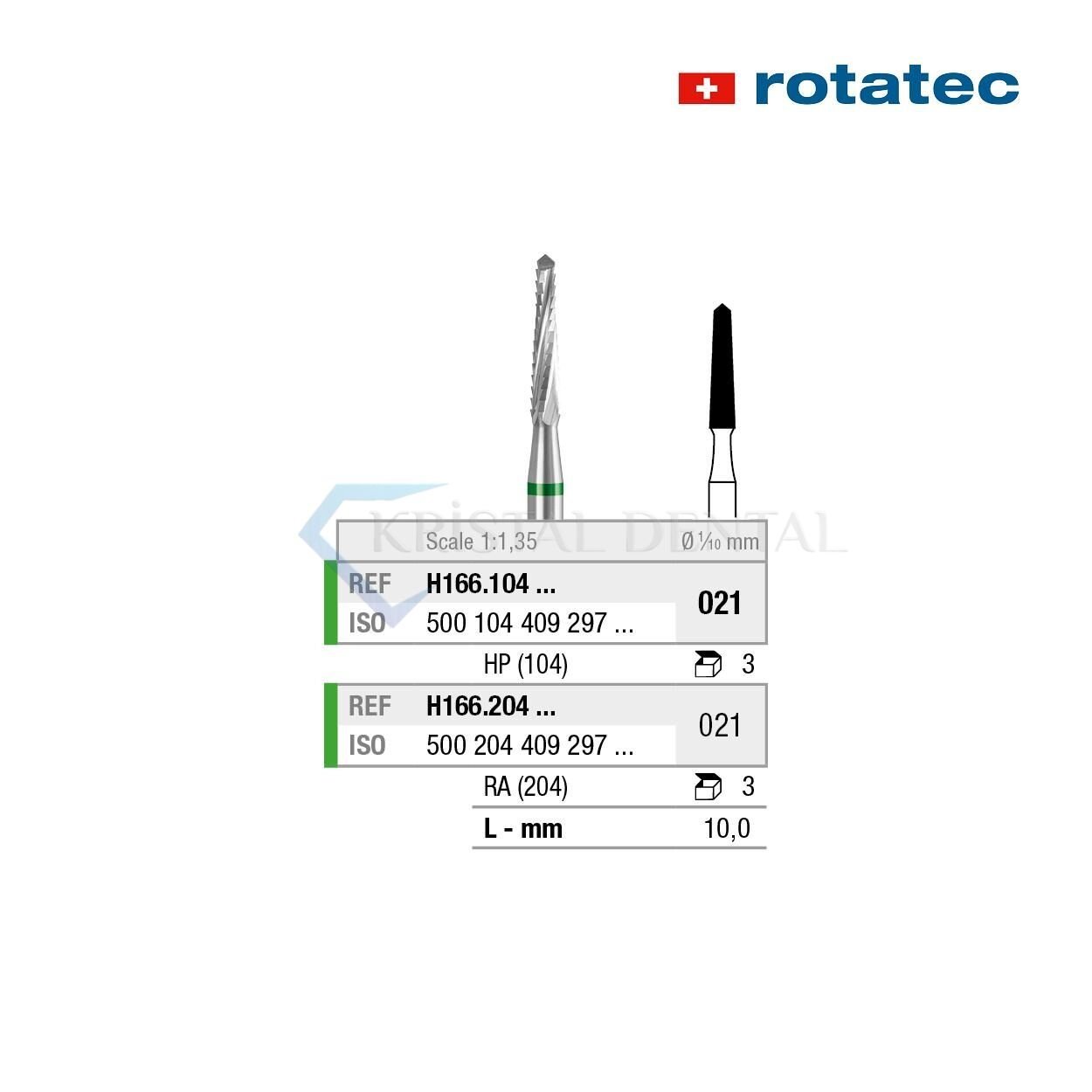 Rotatec Swiss Tungsten Karbit Lindeman Cerrahi Frez 021 mm - Standart