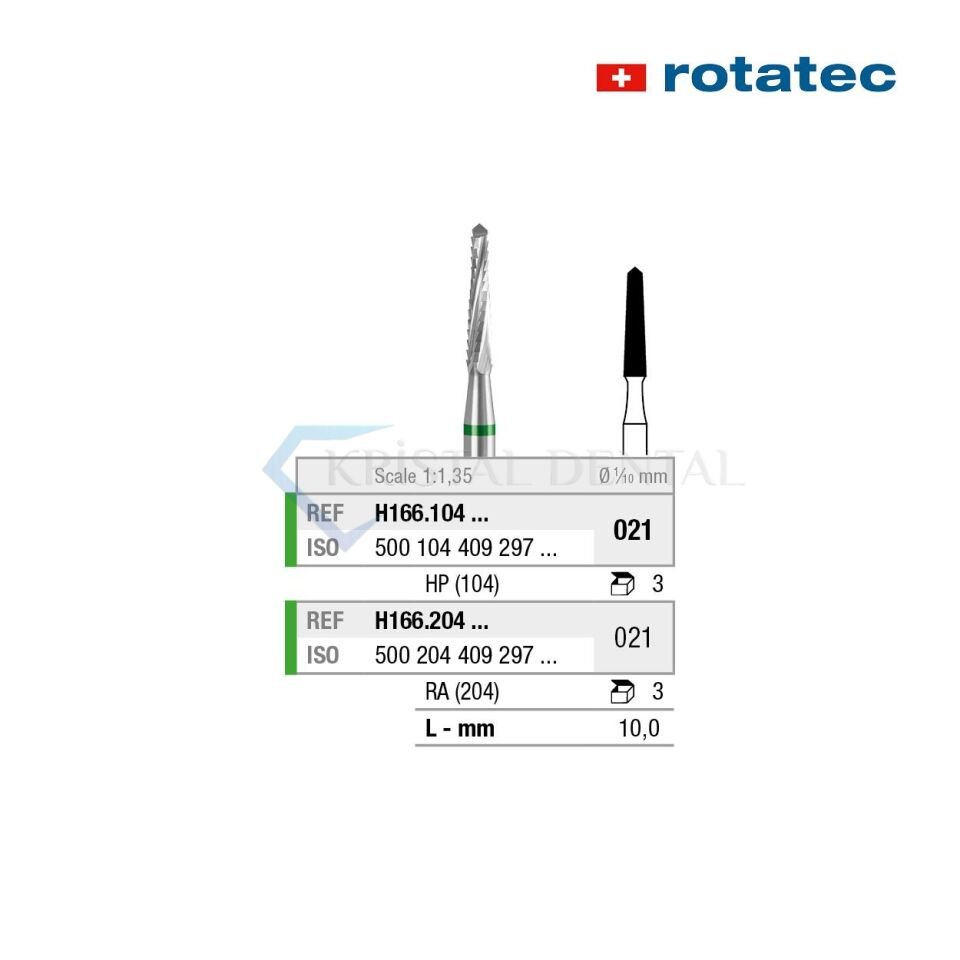 Rotatec Swiss Tungsten Karbit Lindeman Cerrahi Frez 021 mm - Standart