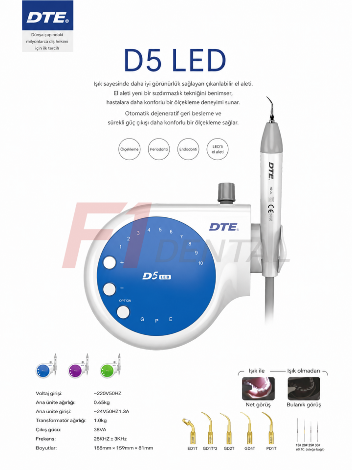 Woodpecker/Dte D5 LED Işıklı Kavitron