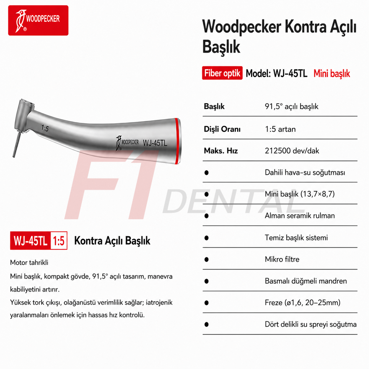 Woodpecker/Dte 1:5 Led Kırmızı Kuşak Anguldurva WJ- 45TL