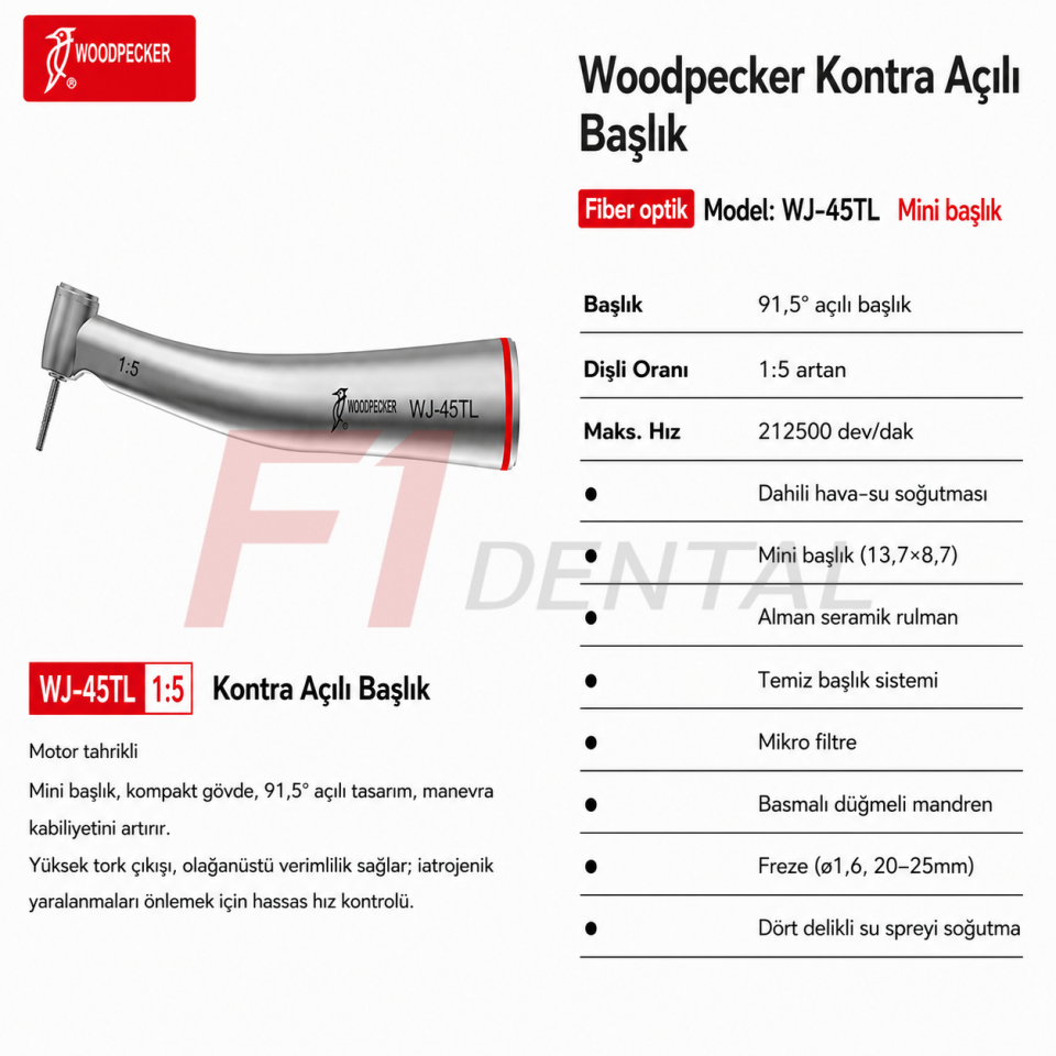 Woodpecker/Dte 1:5 Led Kırmızı Kuşak Anguldurva WJ- 45TL