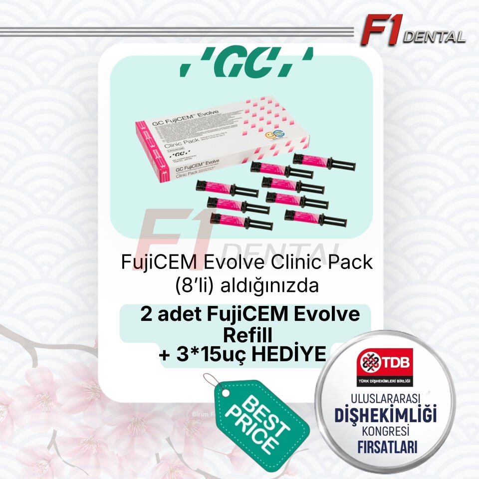 GC FujiCEM Evolve Clinic Pack (8’li) Alana 2 adet FujiCEM Evolve Refill + 3*15 Automix Uç HEDİYE TDB KAMPANYASI