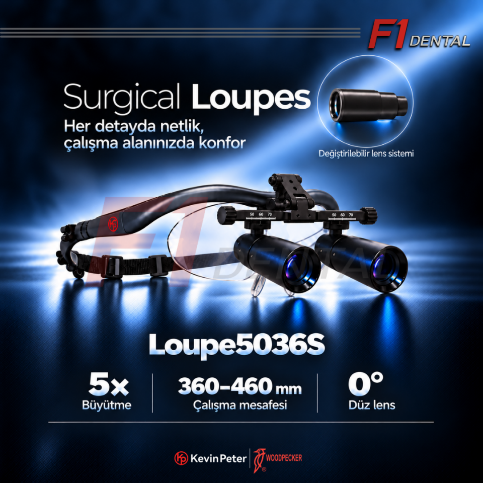 Woodpecker KP Surgical Loupes 5x - Loupe Seti (Kablosuz Işık)