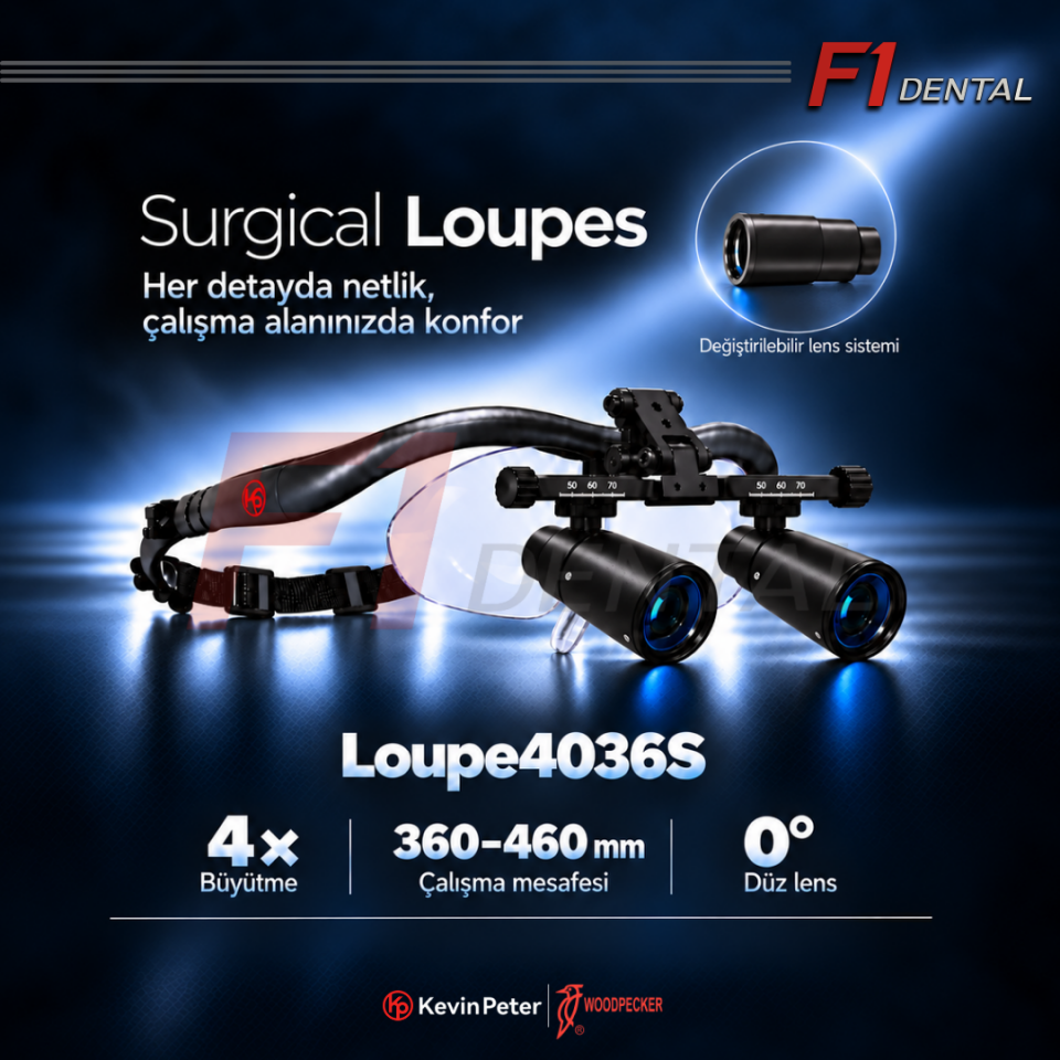Woodpecker KP Surgical Loupes 4x- Loupe Seti (Kablosuz Işık)