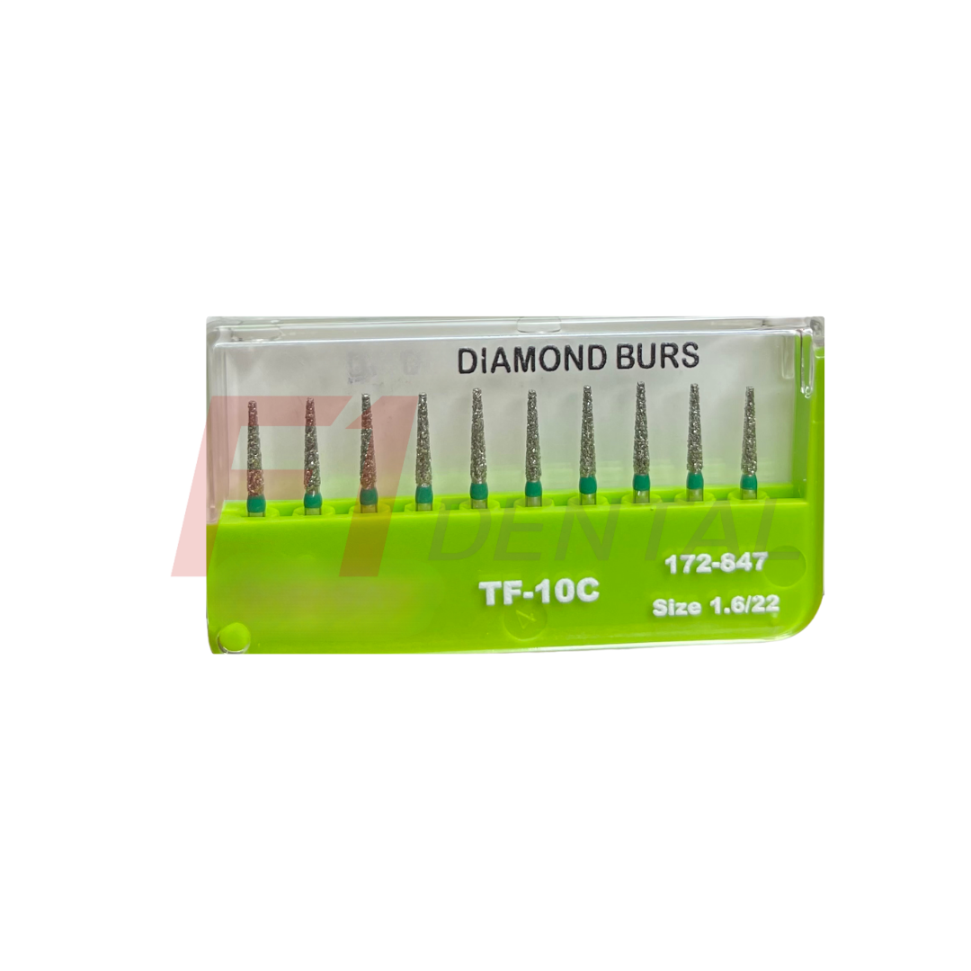 Elmas Frez Düz konik / Yeşil (Aeratör) - 10 Adet 1.6/8.0