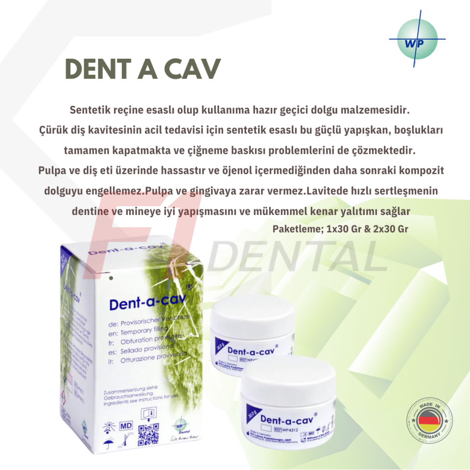 Wp Dental Dent A Cav Reçine Esaslı Geçici Dolgu Malzemesi