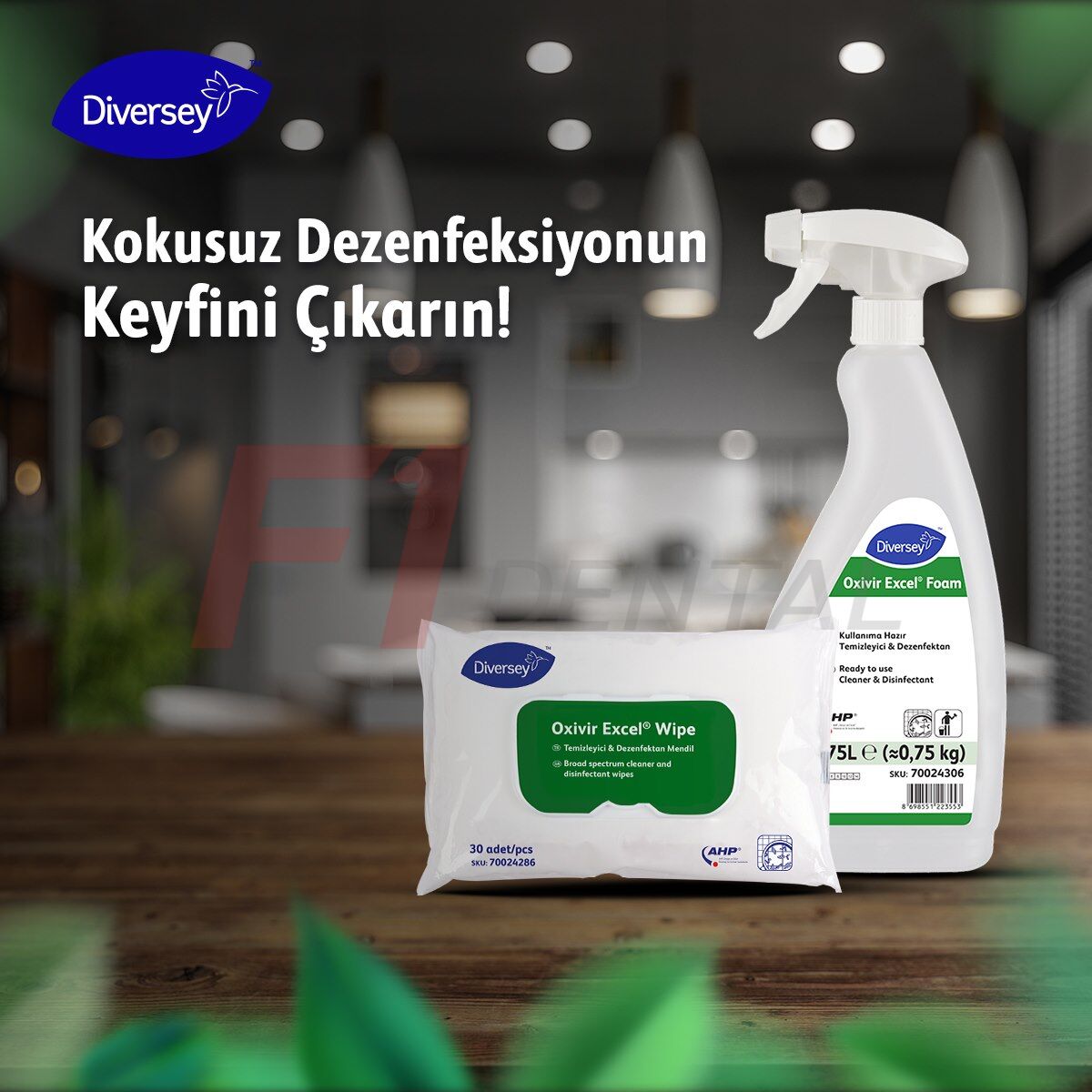 Diversey Oxivir Excel CE Wipe - Tıbbi Cihazlar İçin Dezenfektan Mendil