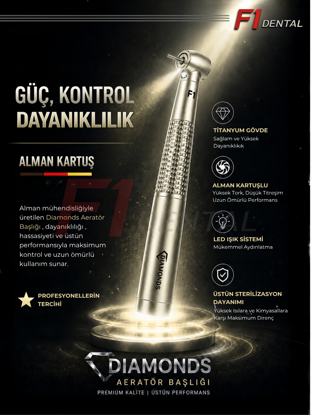 Diamonds Premium Kalite Push Button Led Aeratör (Alman Kartuş)